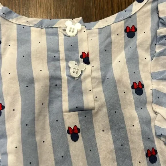 Blue and White 24 Month Girls Dress Mickey Mouse & Bow Back - Picture 5 of 6